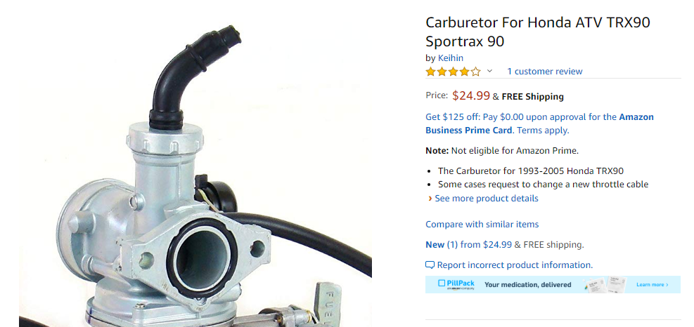 Carburetor For Honda ATV TRX90 Sportrax 90