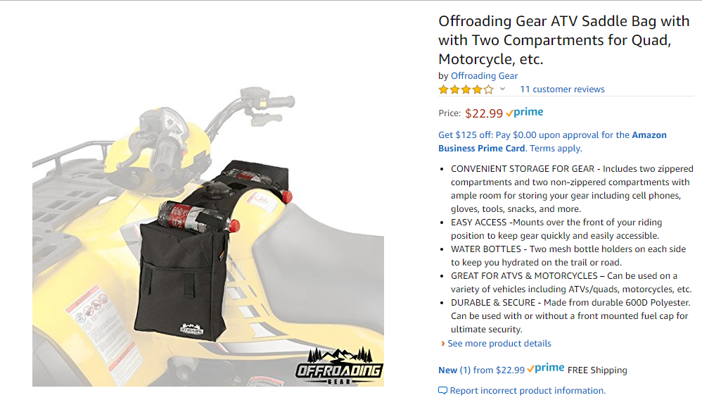 Offroading Gear ATV Saddle Bag