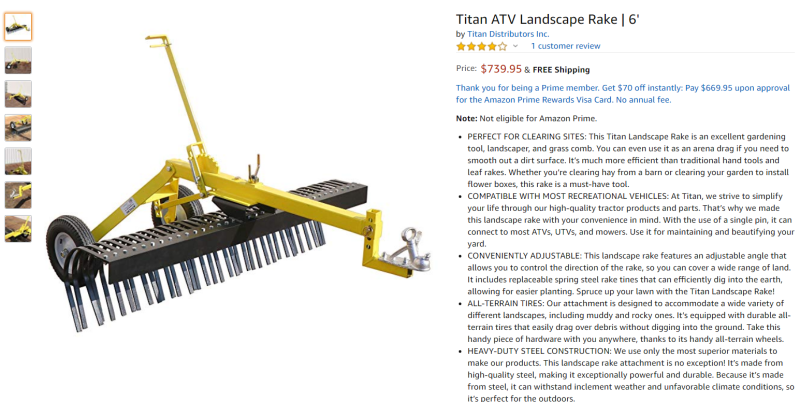 Titan 6' ATV Rake