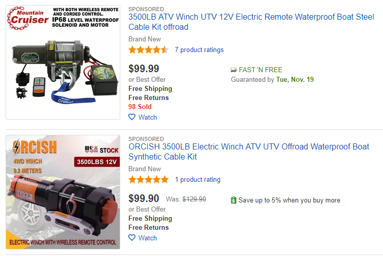ebay ATV Winches