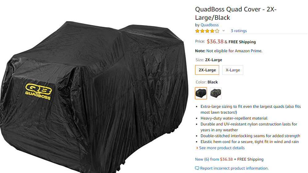 QuadBoss Quad Cover - 2X-Large/Black