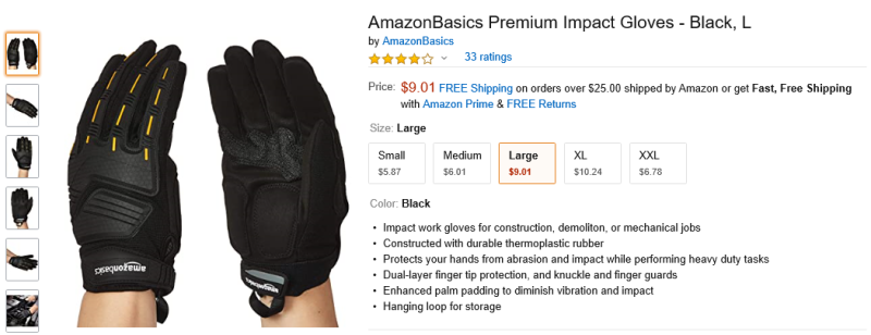 Amazon Basics Impact Gloves