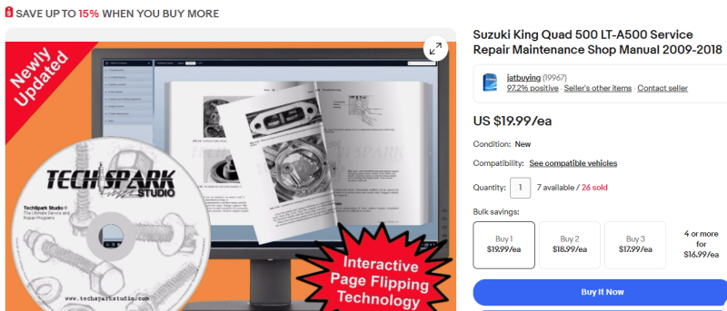 2018 Suzuki King Quad 500 Service Manual